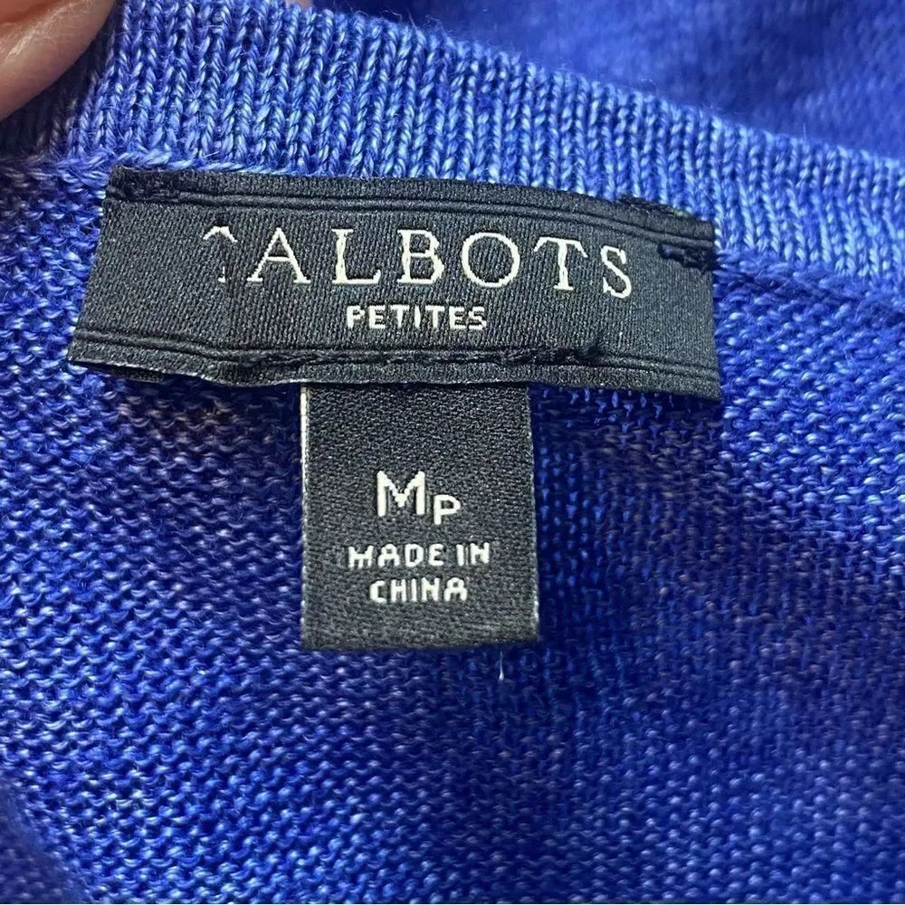 Talbots Blue Knit 100% Linen Top - Picture 3 of 8